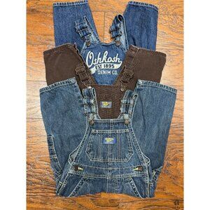 Bundle 3 2T classic OshKosh B’gosh boys overalls 2 Blue denim 1 Brown corduroy
